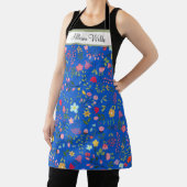 Tablier Fleurs printanières sur fond bleu Personnalisé (Insitu)