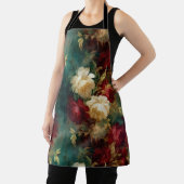 Tablier Fleurs romantiques rouges blanches vertes (Insitu)