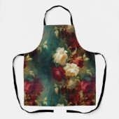 Tablier Fleurs romantiques rouges blanches vertes (Recto)