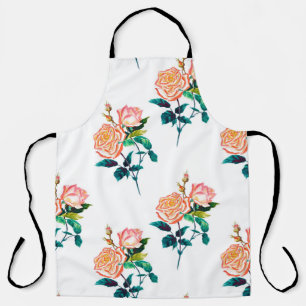 Tablier Fleurs rose avec feuille aquarelle transparente pa