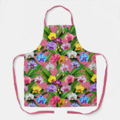 Tablier Fleurs Rose Bleu Jaune Lilas Vert Orchidée (Recto)
