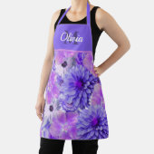 Tablier Fleurs rose et violet Monogramme (Insitu)