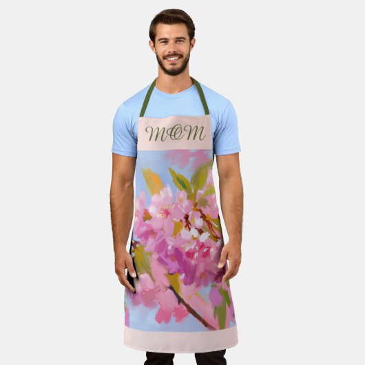 Tablier Fleurs roses (Porté)