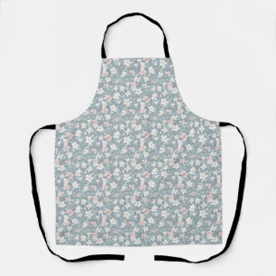 Tablier Fleurs roses, blanches et vertes sans couture pour
