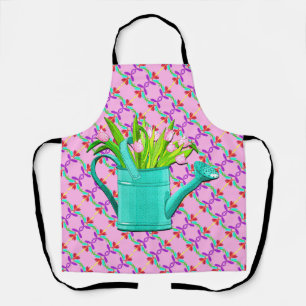 Tablier Fleurs roses dans armoires d'arrosage turquoise