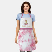 Tablier Fleurs roses de nom personnalisées cuisson florale (Porté)