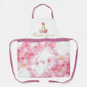 Tablier Fleurs roses de nom personnalisées cuisson florale (Recto)