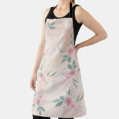 Tablier Fleurs roses et motif feuille vert (Insitu)