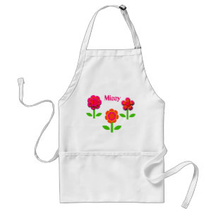 Tablier Fleurs roses et orange chaudes