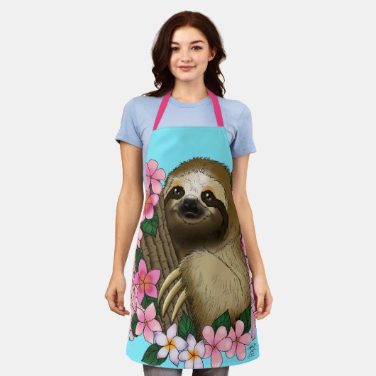 Tablier Fleurs roses parentes (Porté)