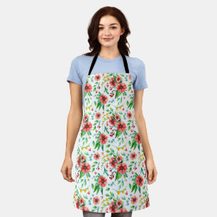 Tablier Fleurs roses peintes à la main Motif Floral-23498