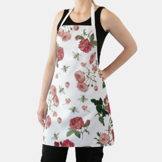 Tablier Fleurs roses roses et abeilles Vintage Floral Femi