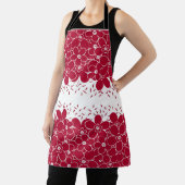 Tablier Fleurs rouges marguerites sur arrière - plan blanc (Insitu)