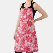 Tablier Fleurs rouges sur fond blanc. (Insitu)