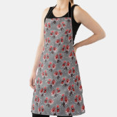 Tablier Fleurs rouges sur gris (Insitu)