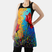 Tablier Fleurs rouges vibrantes - Impression Pop Art (Insitu)