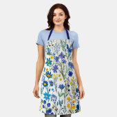 Tablier Fleurs sauvages de Jardin Bleu Rustique (Porté)