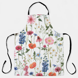 Tablier Fleurs sauvages d'été, aquarelle motif sans coutur