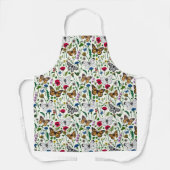 Tablier Fleurs sauvages et papillons sur blanc (Recto)