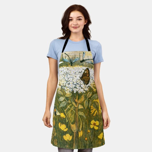 Tablier Fleurs sauvages néerlandais Art Nouveau Meadow, Pa (Porté)