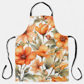 Tablier Fleurs sauvages rouges Aquarelle Art (Recto)