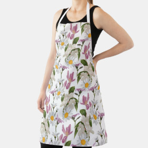 Tablier Fleurs sauvages violettes roses tropicales marguer