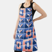 Tablier Fleurs stylisées rétro : motif en mosaïque. (Insitu)