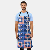 Tablier Fleurs stylisées rétro : motif en mosaïque. (Porté)