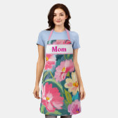 Tablier Fleurs sur bleu (Porté)