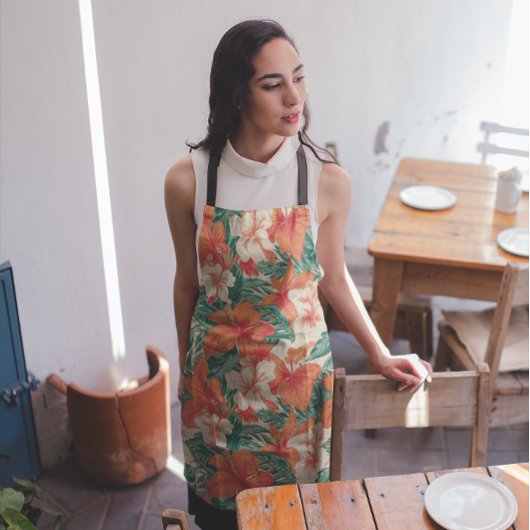 Tablier Fleurs topiques luxuriantes esthétiques et motif f