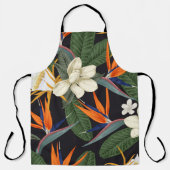 Tablier Fleurs tropicales, arrière - plan foncé, sans cout (Recto)