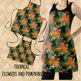 Tablier Fleurs Tropicales Citrouilles Thanksgiving