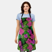 Tablier Fleurs tropicales et plantes en noir (Porté)