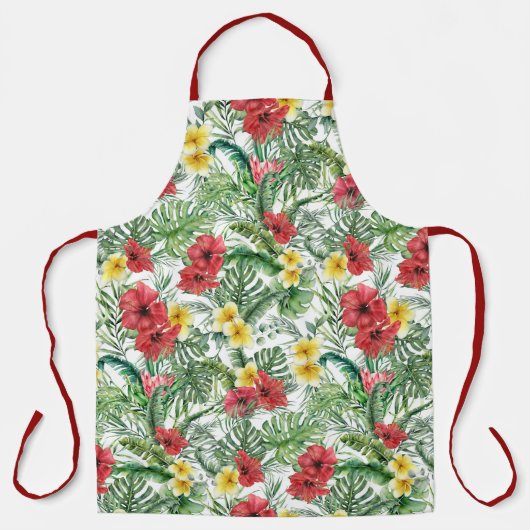 Tablier Fleurs tropicales Forme florale de la jungle (Recto)