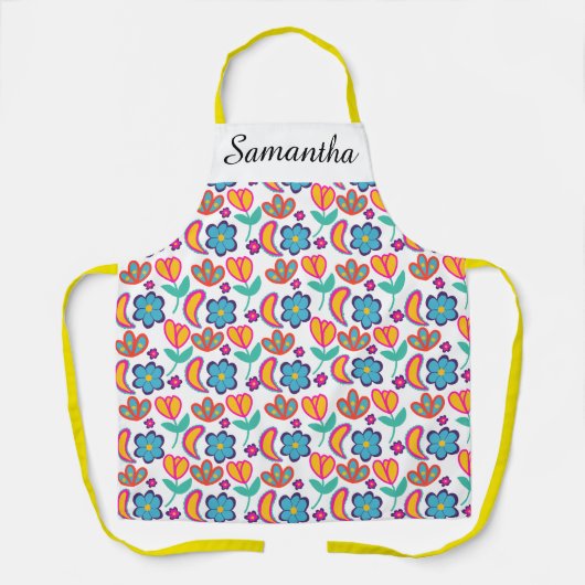 Tablier Fleurs uniques colorées (Recto)