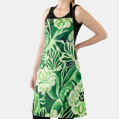 Tablier Fleurs vertes, motif design vintage (Insitu)