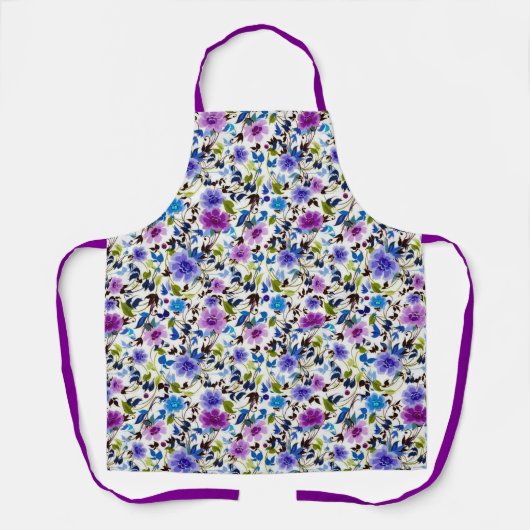 Tablier Fleurs violettes et bleues (Recto)
