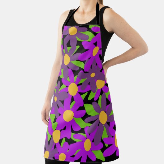 Tablier Fleurs violettes et vertes (Insitu)