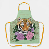 Tablier Fleurs violettes roses au henné de tigre (Recto)