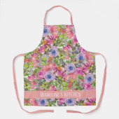 Tablier Fleurs Violettes Roses Feuilles Vertes Cuisine Boh (Recto)