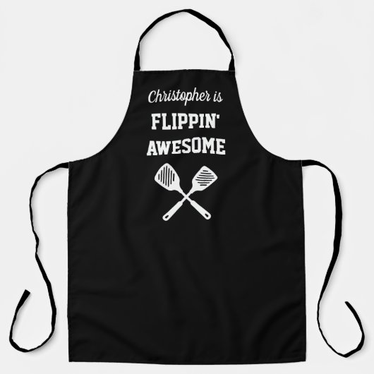 Tablier Flippin Awesome Personalized Black Grilling (Recto)