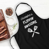 Tablier Flippin Awesome Personalized Black Grilling
