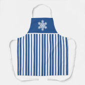 Tablier Flocon de neige bleu lignes rayées Noël (Recto)