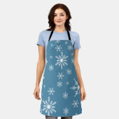 Tablier Flocon de neige de Noël en bleu (Porté)