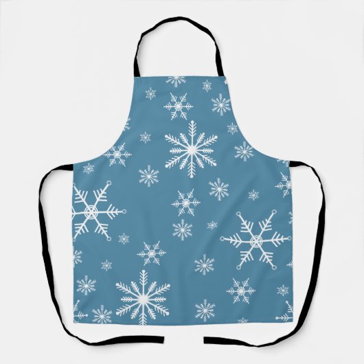 Tablier Flocon de neige de Noël en bleu (Recto)