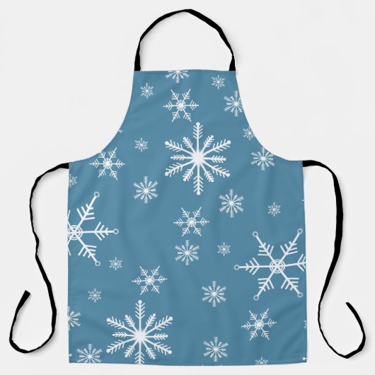 Tablier Flocon de neige de Noël en bleu (Recto)