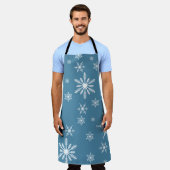 Tablier Flocon de neige de Noël en bleu (Porté)