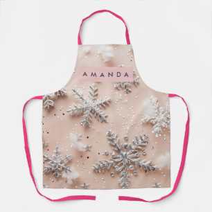 Tablier Flocon de neige personnalisé avec paillettes argen