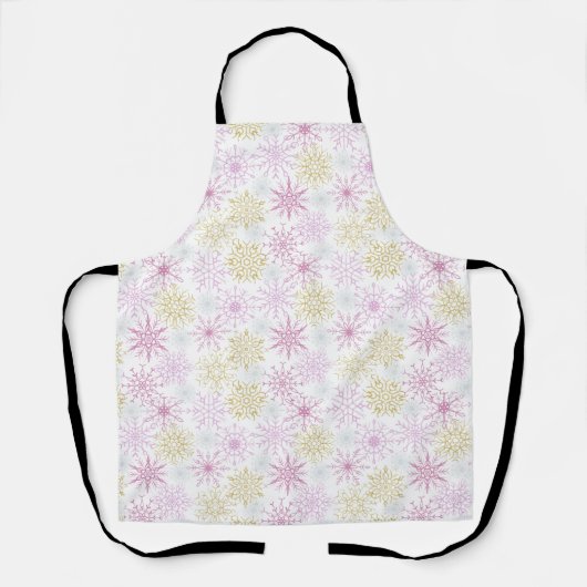 Tablier Flocon de neige rose étincelant (Recto)