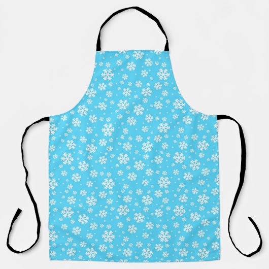 Tablier Flocons blancs sur motif d'hiver bleu clair (Recto)